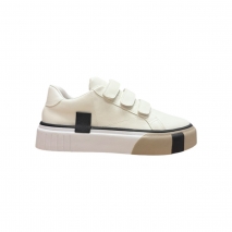 TÊNIS FEMININO BY BRAVA FLATFORM CASUAL VELCRO BRANCO/PRETO
