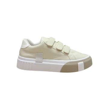 TÊNIS FEMININO BY BRAVA FLATFORM CASUAL VELCRO FENO